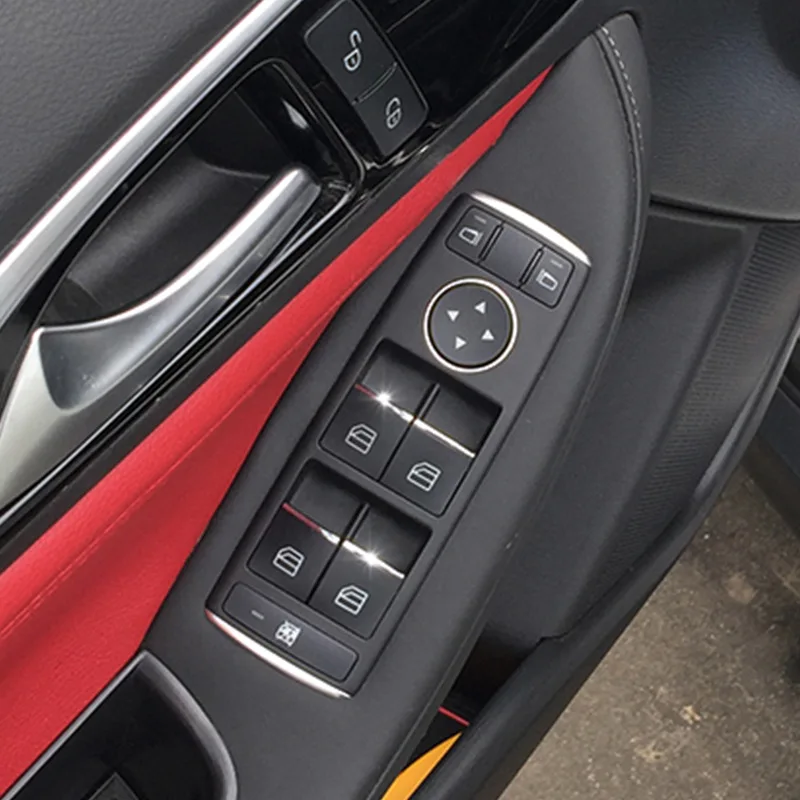 

ABS Car Window Glass Lifting Buttons Sequins Decals 7pcs For Mercedes Benz GLE Auto Interior Cover Trim