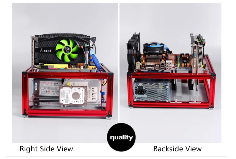 QDIY PC-JMK DIY алюминиевый сплав ATX материнская плата ПК Шасси в корпусе открытая голая рамка горизонтальная водяная охлаждающая платформа компьютерный чехол