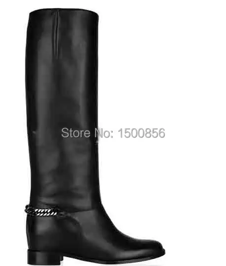 2014 Fashion Brand Winter Woman Shoes Genuine Leather Knight High Long Motorcycle Boots Knee-High Flat Heel For Women | Обувь