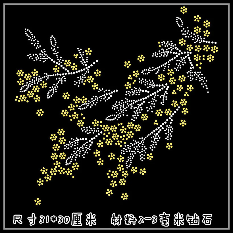 Прозрачный кристалл цветок дерево футболка декольте DIY strass Горячая фиксация