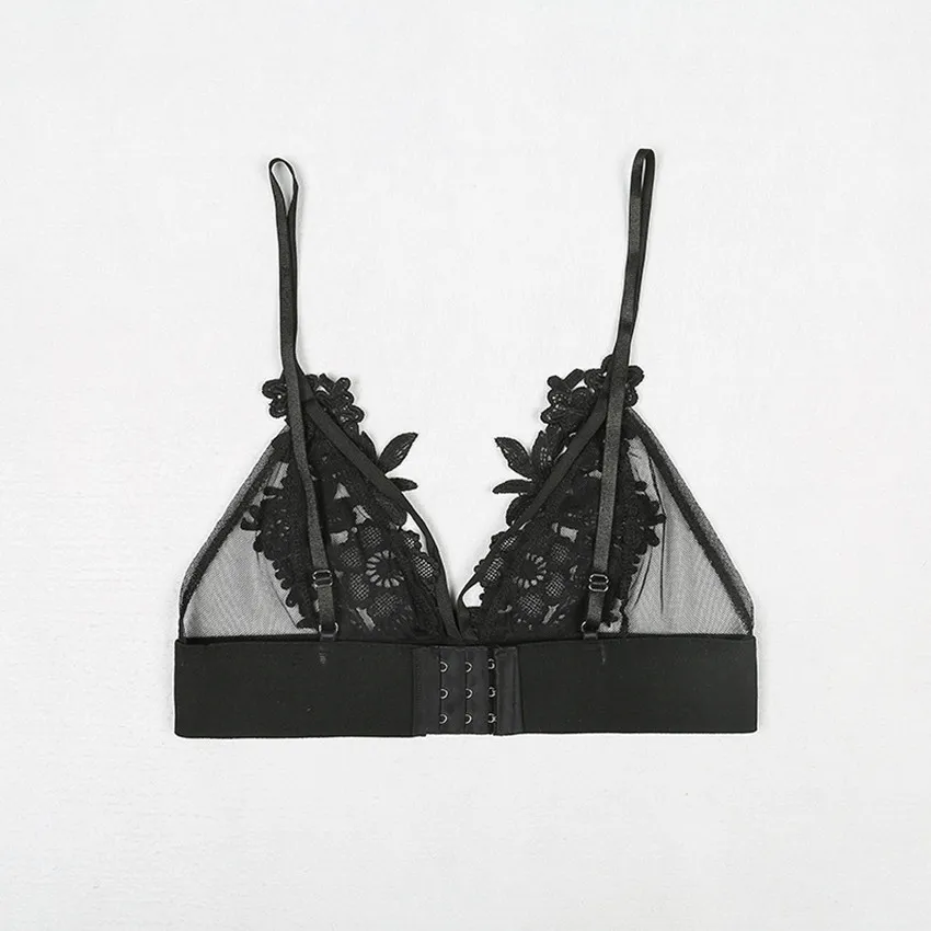 Сексуальная женщина полые Браллет бюстгальтер случайные дышащая кружева цветок