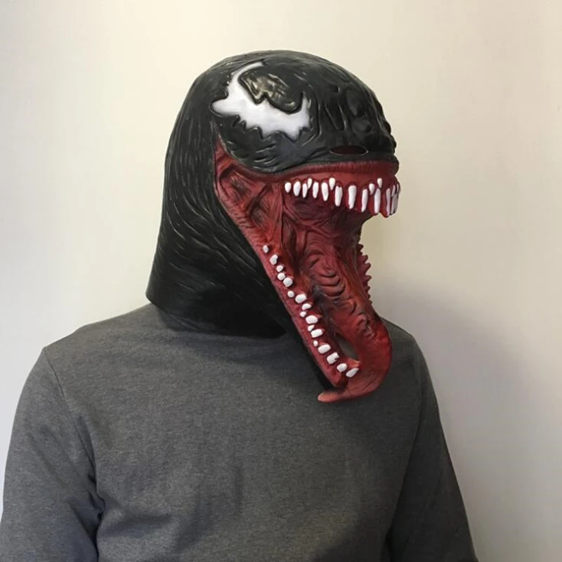 Маска Супермена Venom черная латексная маска Человека паука для костюмированной