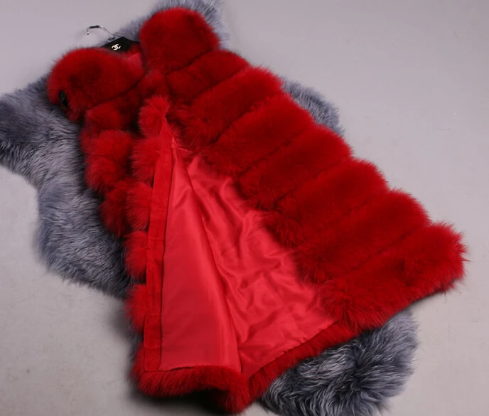 90 см жилеты из натурального Лисьего меха для женщин меховая куртка натуральной