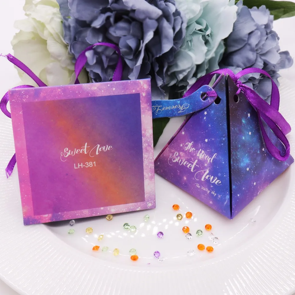 50 шт./лот Красивая синяя конфетная коробка для влюбленных свадебная бумага