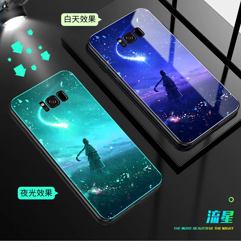 5 Чехол из закаленного стекла с подсветкой для samsung galaxy s8 s9 plus s8plus s9plus, роскошный жесткий чехол для телефона - Цвет: 5