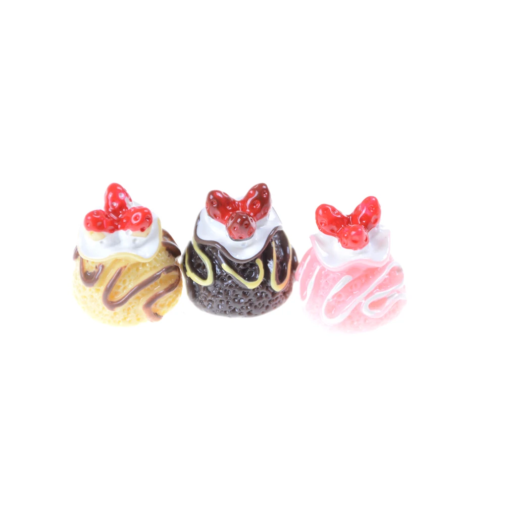 

5pcs/lot Lovely Mini Cakes 1:12 Baby Doll Home Toys For Scene Model Pastry Bauble Wholesale Dollhouse Miniature