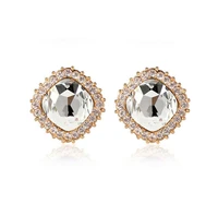 18 colors popular classic top austrian crystal round earrings silver plated stud earrings wholesales fashion for women
