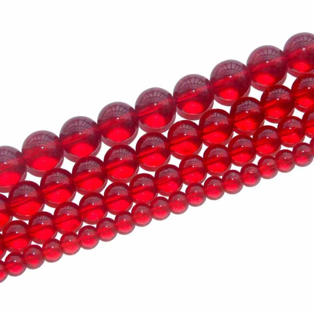 Red glass Агаты бирюзой Натуральный Камень Бисер Амазонит Круглые бусины для самостоятельного изготовления ювелирных изделий Цепочки и ожерелья браслета 4/6/8/10/12 мм - Цвет: Red glass