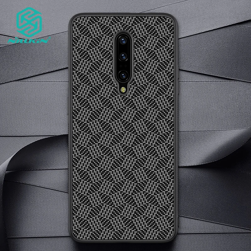 black Чехол Nillkin для OnePlus 7 Pro из синтетического волокна, Роскошный Жесткий Чехол для мобильного телефона - Цвет: black