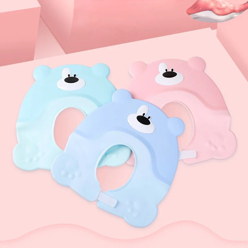 Новорожденный мультяшный медведь Мягкий силикон шапочка для душа детей мытья
