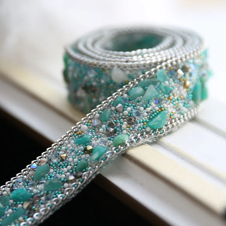 Free Shipping Fake Pearl Beaded Lace Trim Vintage Mesh Fabric Paillette Braid Applique RS287 | Дом и сад