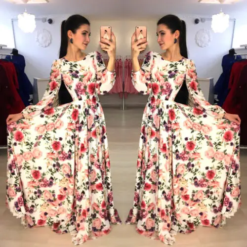 Женское платье макси в стиле бохо длинное с цветочным принтом для вечеринки лето