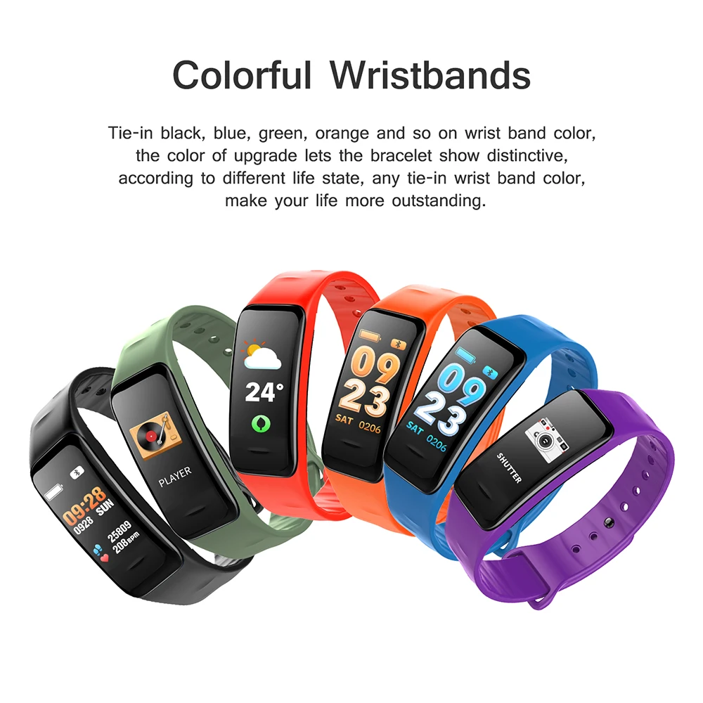Smart Wristband Watch Heart Rate Monitor IP67 Waterproof Bracelet Fitness Tracker Bluetooth For Android IOS women men | Электроника