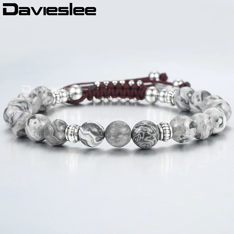 Davieslee натуральный камень тигровый глаз браслеты из бисера для мужчин матовый