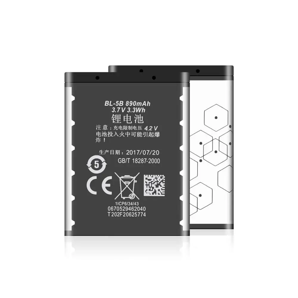 BL-5B Батарея BL 5B BL5B замена мобильного телефона для Nokia N80 N83 6120 6021 5300 5320 5208 5140 6020 7360 5070