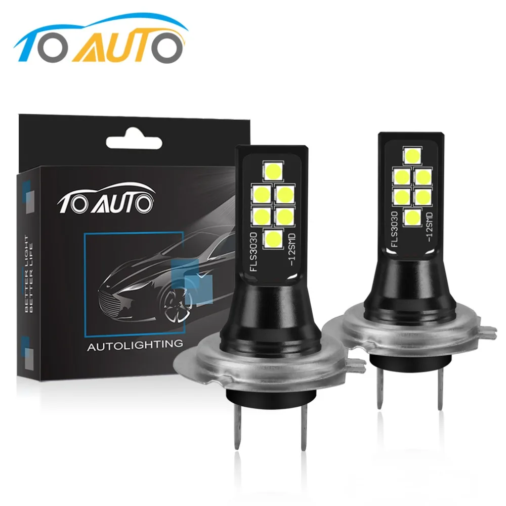 Светодиодные лампы H7 2 шт. супер яркие противотуманные фары 1400lm 12 3030SMD 6000K белые