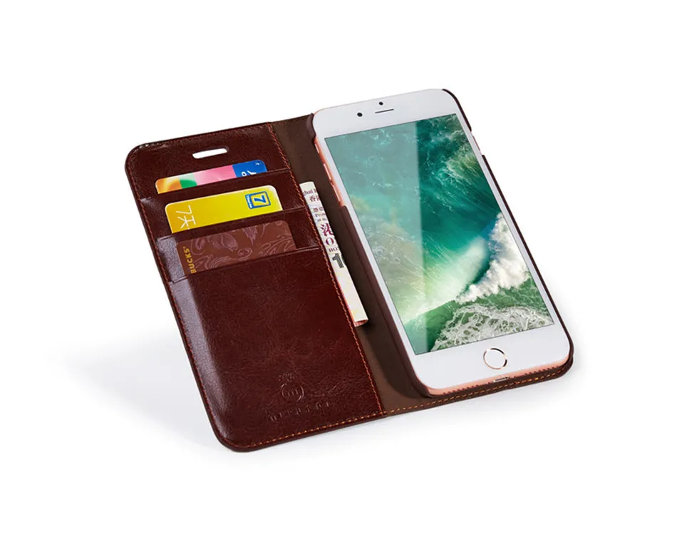 В стиле ретро из натуральной кожи чехол с держатель стойка для карт iPhone 7/7 plus/6 Plus/6s