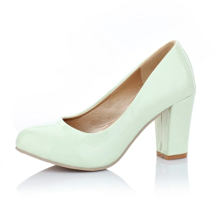 2017 плюс размер 33 43 насосы лакированной кожи конфеты женские Толстые высокие