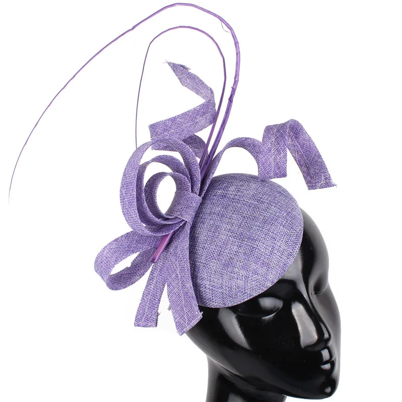 Fascinators navy Blue Hat Women Large Brim Flowers Linen Royal Wedding Fedoras Ladies Sinamay Hats Kentucky Derby Party Fedora