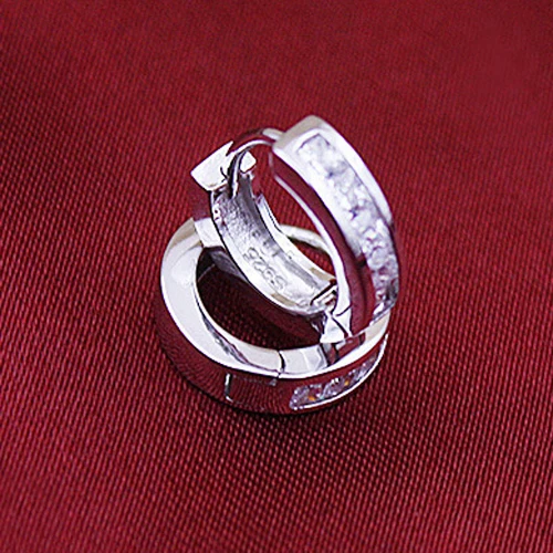 Fashion Men's Silver Plated Small Round Square Rhinestone Hoop Huggie Earrings | Украшения и аксессуары
