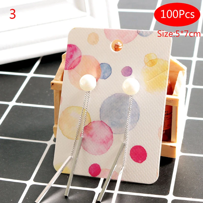 

Hotsale 100Pieces/Lot 5X7CM Earrings Dispaly Fashion Jewelry Colorful Card Organizer Tags DIY Handmade Earring Stud Packing Card