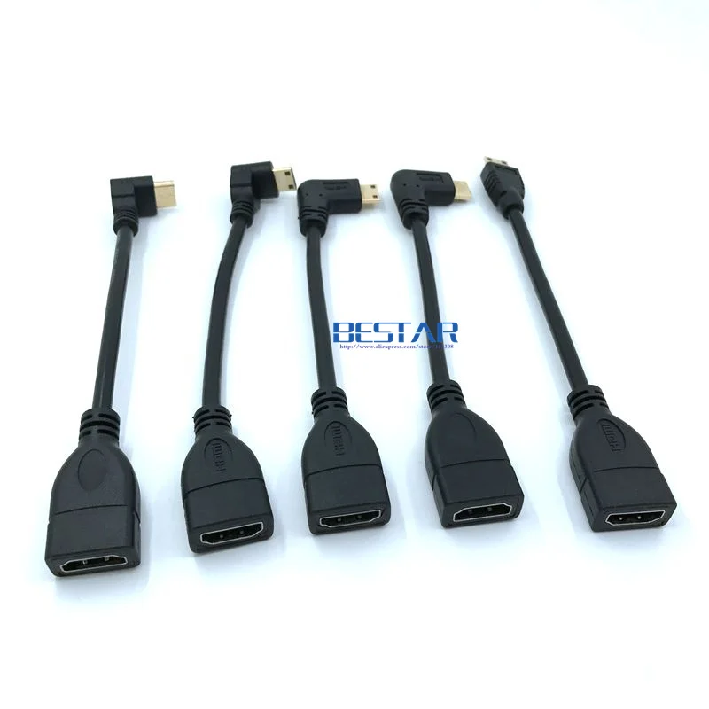 Вверх вниз правый левый угловой мини HDMI к штекер-гнездо кабель 10 см для ноутбука