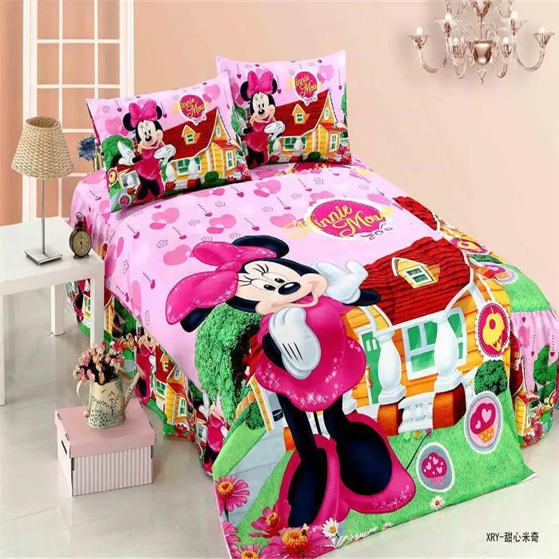 Disney Bedding 4 Комплект постельного белья Микки и Минни Маус, односпальная кровать, простыни для Декор для детской спальни стеганые наволочки, пододеяльник, постельное белье для девочек - Цвет: Disney Bedding 4