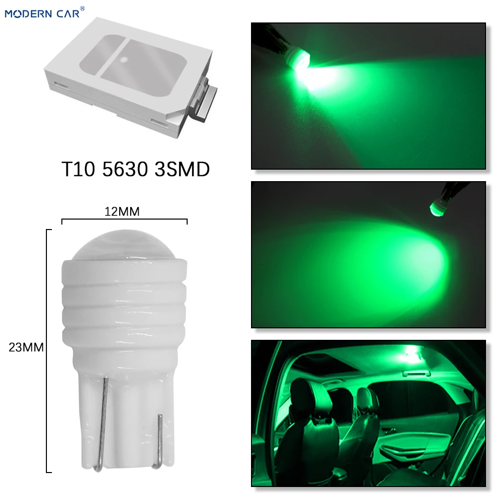 Современный автомобиль 1 шт. T10 led 5630 чип 3smd автомобильная лампа габаритные огни керамические led W5W Белый Синий Зеленый Красный Лампа оранжевого цвета лампа