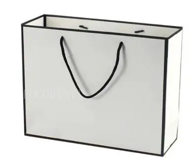white color 50X белая бумажная сумка с черной рамкой и печатью логотипа на заказ - Цвет: white color