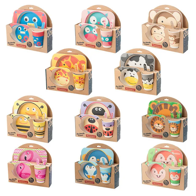 Бамбуковая посуда для кормления детей набор тарелок посуды чашка миска супа