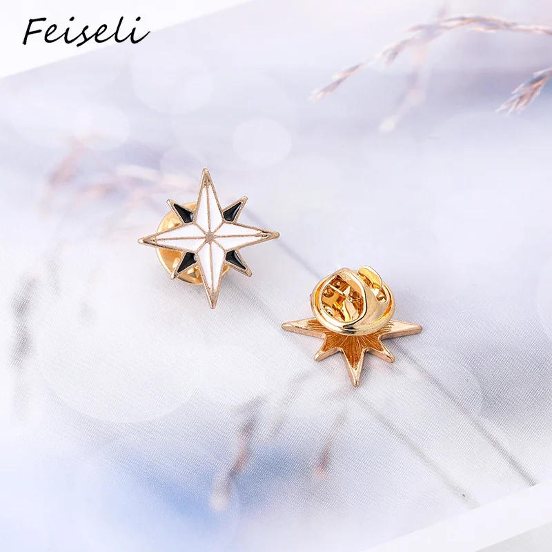 Feiseli Brand New Colorful Shiny Prismatic Pencil Shape Stars Brooch For Women Lovely Mini Metal Cartoon Corsage Gift | Украшения и