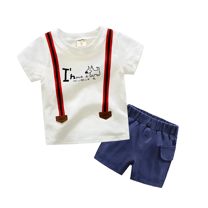 

Children's false straps two pieces boys summer cotton, short sleeve shorts 2020 new children's clothing Baby Set kids clothes