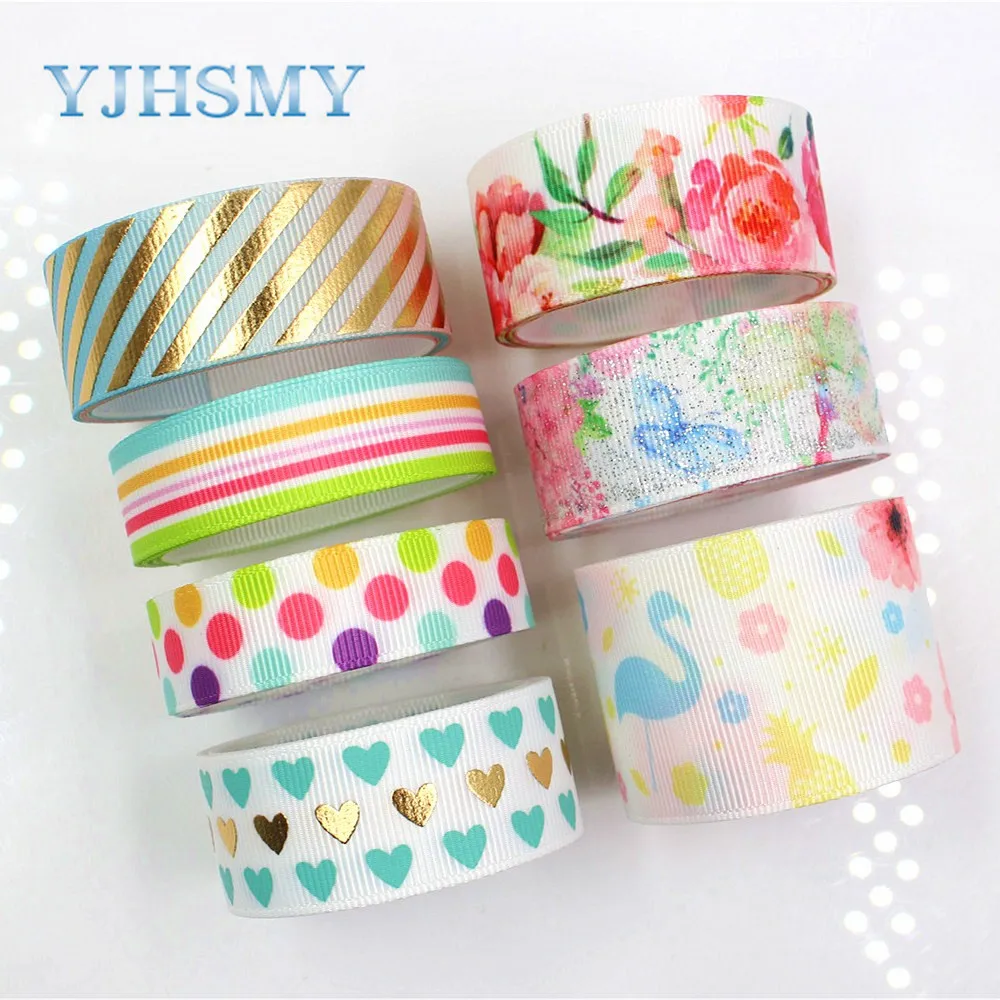 

YJHSMY G-18522-234 22 мм 10 ярдов различные дополнительные вспышки горячего тиснения grosgrain ленты DIY ручной работы головной убор свадебный подарок обер...