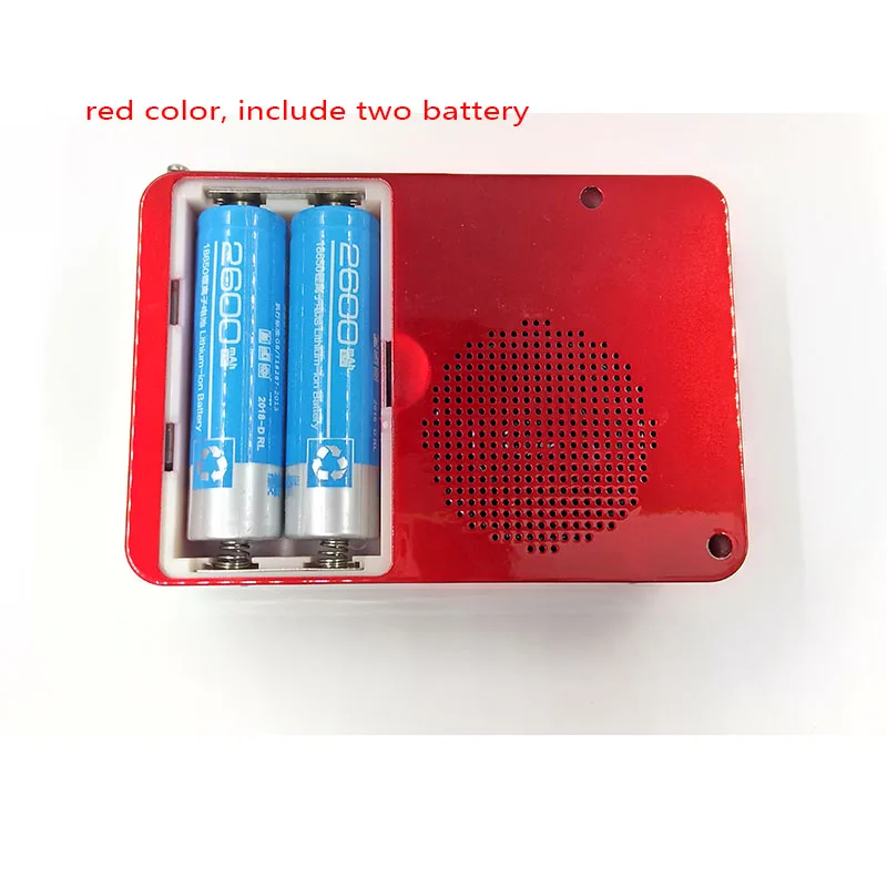red two battery KK60 с большим светодиодный дисплеем TF \ Micro SD USB динамик MP3-плеер FM радио часы будильник светодиодный фонарик - Цвет: red two battery