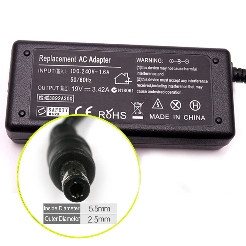 Универсальное зарядное устройство для ноутбука Toshiba 19 в 3 42 А|universal laptop charger|19v