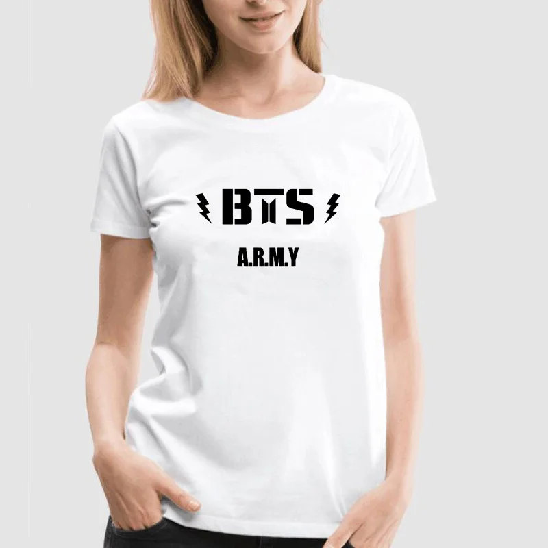 Kpop BTS армейская Футболка женская повседневная с буквенным принтом Jungkook Jimin Suga J-Hope
