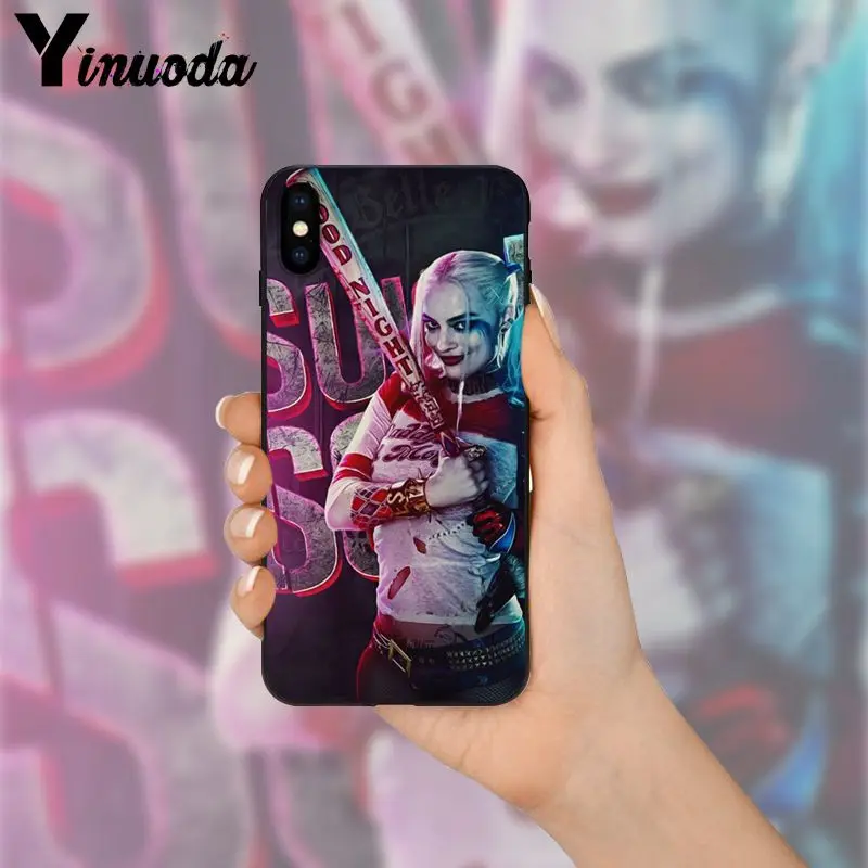 Yinuoda harley quinn TPU черный чехол для телефона оболочка Apple iPhone 8 7 6 6S Plus X XS MAX 5 5S SE XR Чехлы