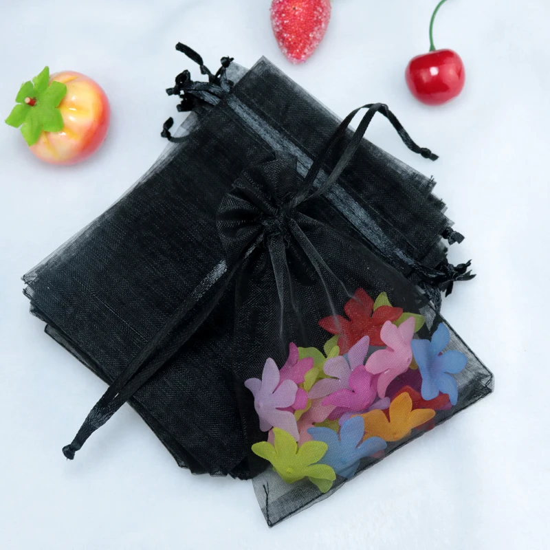 

Wholesale 200pcs/lot,Drawable Black Small Organza Bags 9x12 cm, Favor Wedding Gift Packing Bags,Packaging Jewelry Pouches