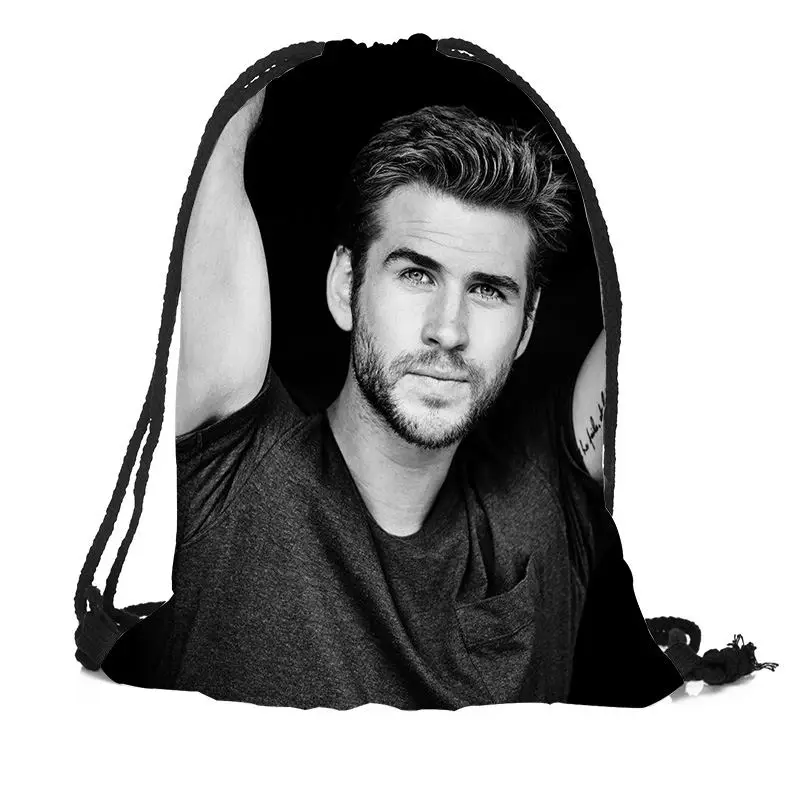 

Custom Liam Hemsworth Backpacks Travel Softback Men Women Drawstring Bag School Girls Backpacks