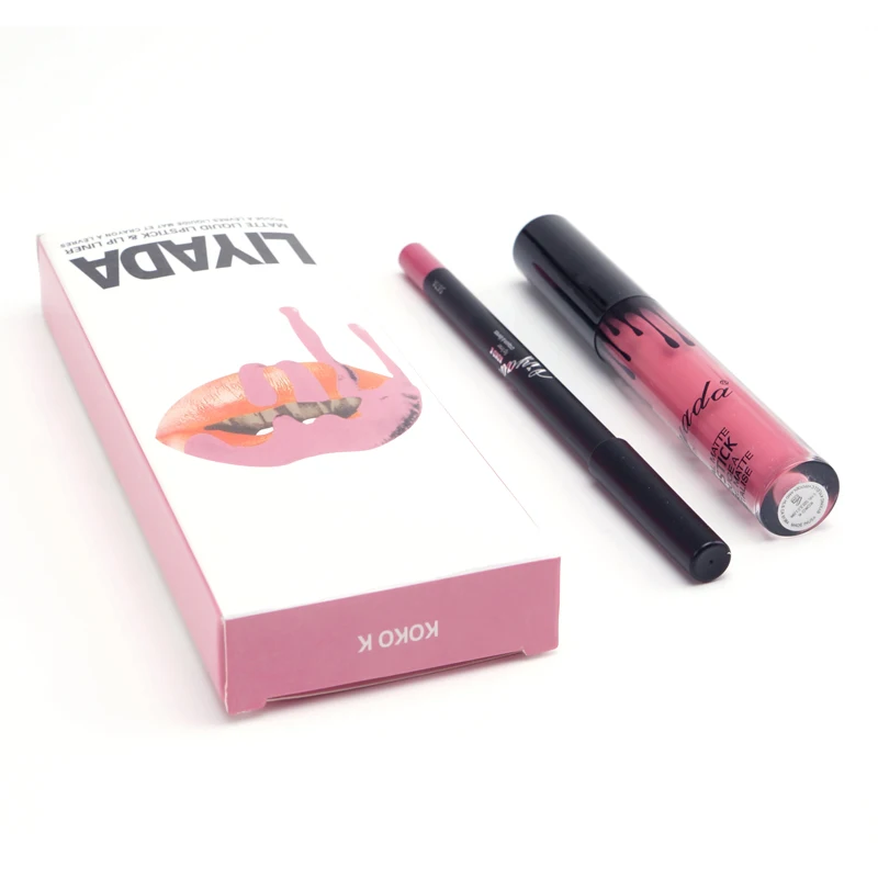 Новый бренд Губная помада Губ + Макияж комплект Водонепроницаемый жидкости Блеск
