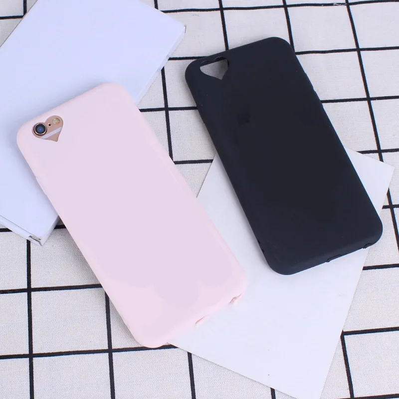 Case For iPhone 6 6S 7 8 Plus Back Cover Heart Pink Candy Colors TPU Soft Protector Phone Iphone 5S Shell |