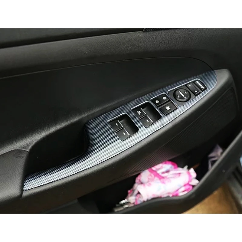 TOMEFON для hyundai Tucson ABS углеродное волокно краска для внутренней двери окна Bottons AC вентиляционное отверстие на выходе рамка отделка Чехлы для интерьера