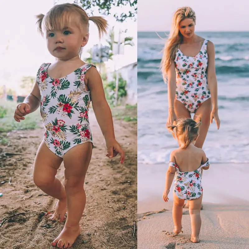 Для женщин Купальники для малышек костюм мамы и дочки детские маленьких девочек