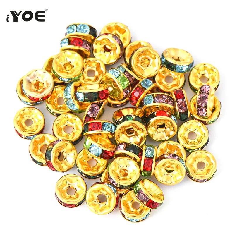 IYOE 50 шт./лот 8 мм прозрачный золотой бисер серебряного цвета для изготовления
