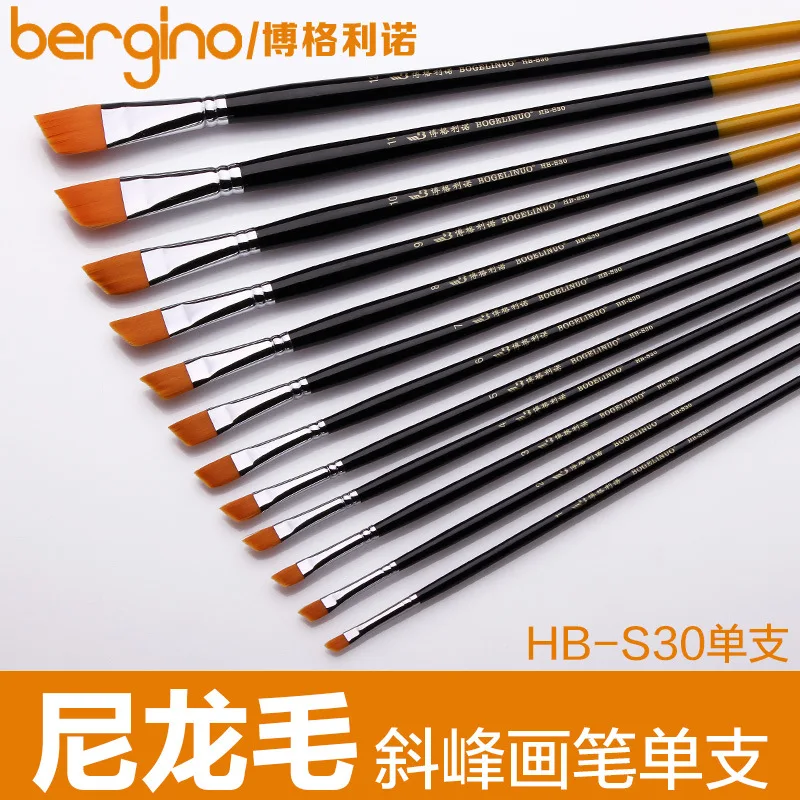 

1pc Art Paint Brush diagonal peak nylon hair long handle Watercolor gouache acrylic oli painting brush s30 AHB004