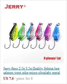 Jerry 6 шт. 2 г pesca Микро Мини форель ложка приманки Сверхлегкий речной рыбалки блесна в форме ложки окуня приманка