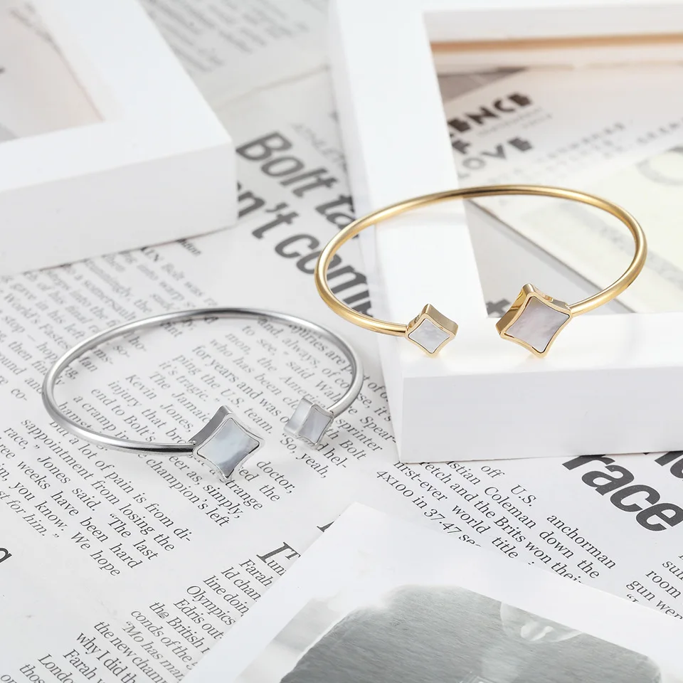 Модные женские цветные золотые браслеты из нержавеющей стали белого черного