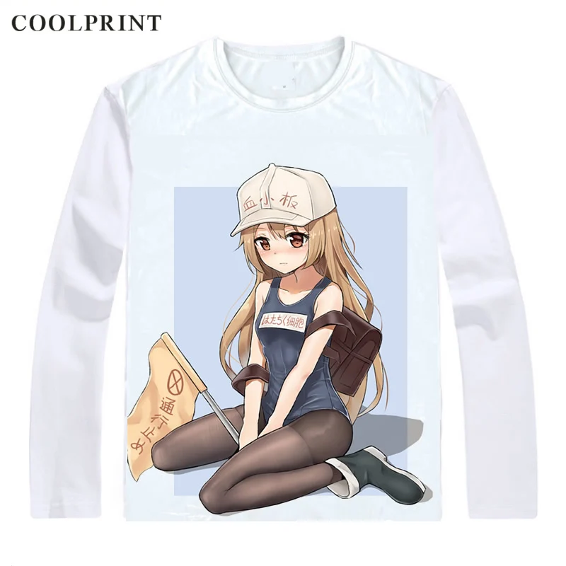 COOLPRINT ячейки на работе! Футболка Hataraku Saibo рубашки с длинным рукавом Аниме Манга
