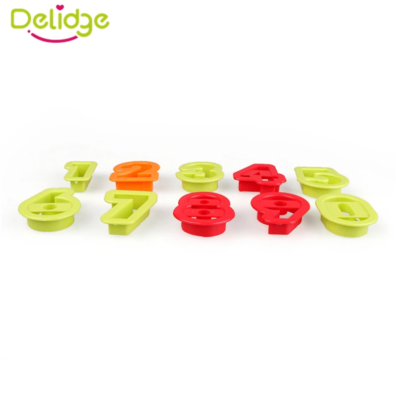 Delidge 10 шт./партия числом 0 9 Форма формы для печенья пластиковый случайного цвета