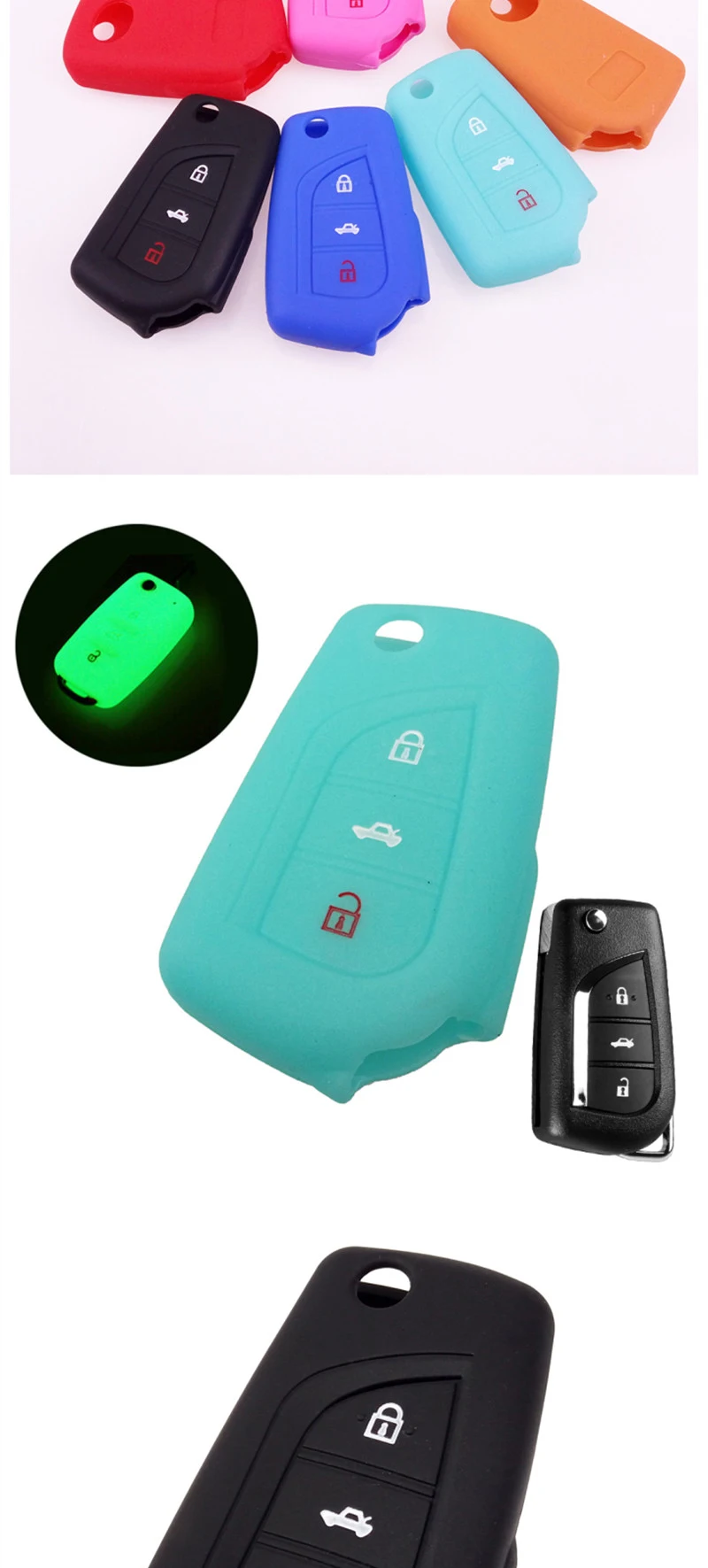 3 кнопки силиконовый флип ключ чехол подходит для Toyota Auris Corolla Rav4 Avensis Yaris Verso Aygo пульт дистанционного управления чехол Fob Shell